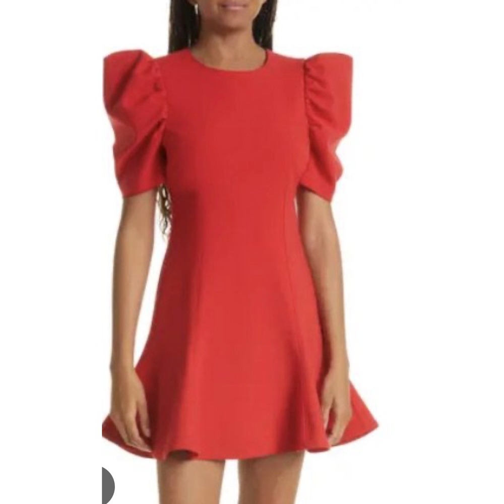 LIKELY Alia Red Puff Sleeve Fit and Flare Mini Dress Size 6 Women's